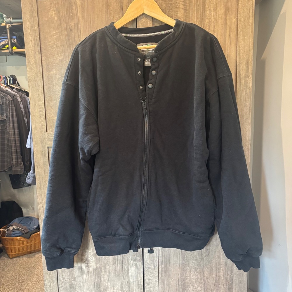Arborwear XL Black Full Zip Snap Heavyweight Cotton Fleece Sweatshirt Jacket